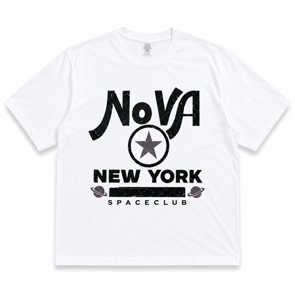 NOVA New York Space Club Tee – White / Light Purple (LIMITED)