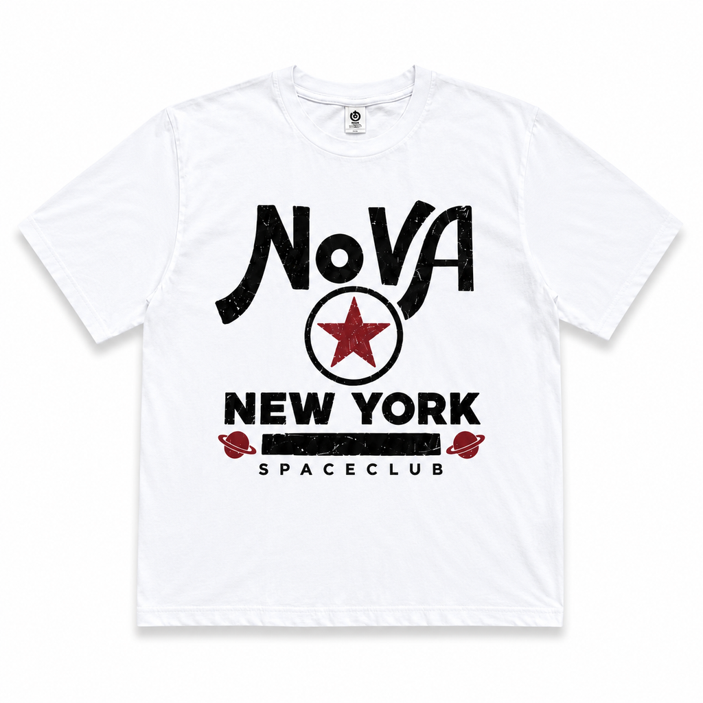 NOVA New York Space Club Tee – White / Red (LIMITED)